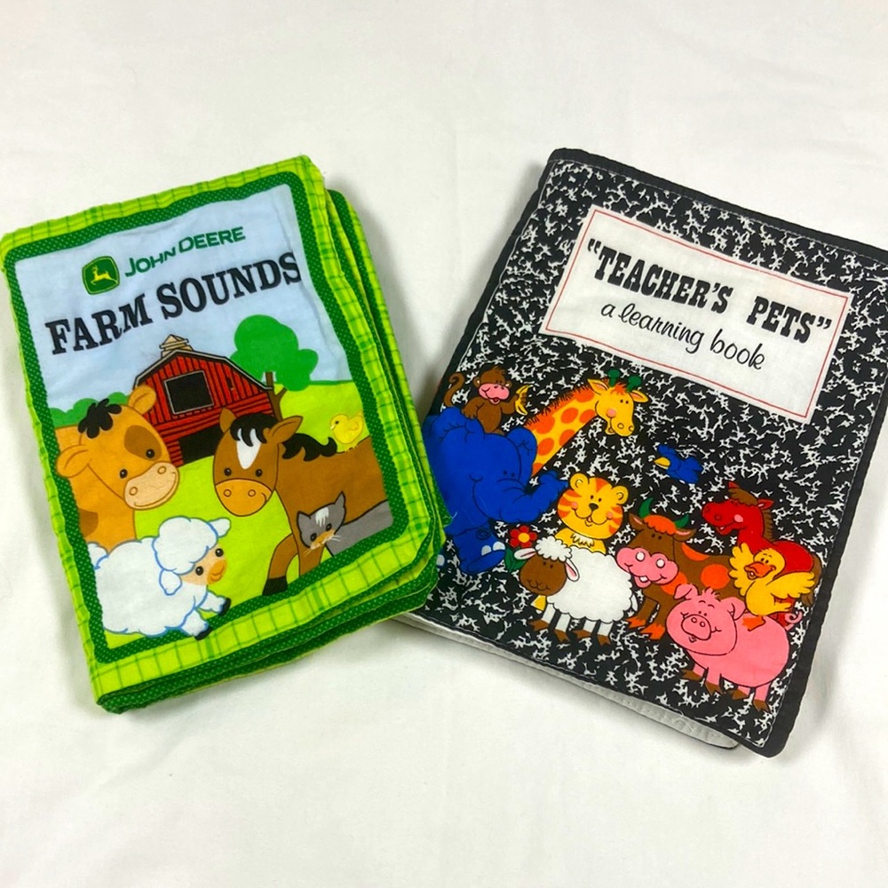 Two handmade fabric baby books